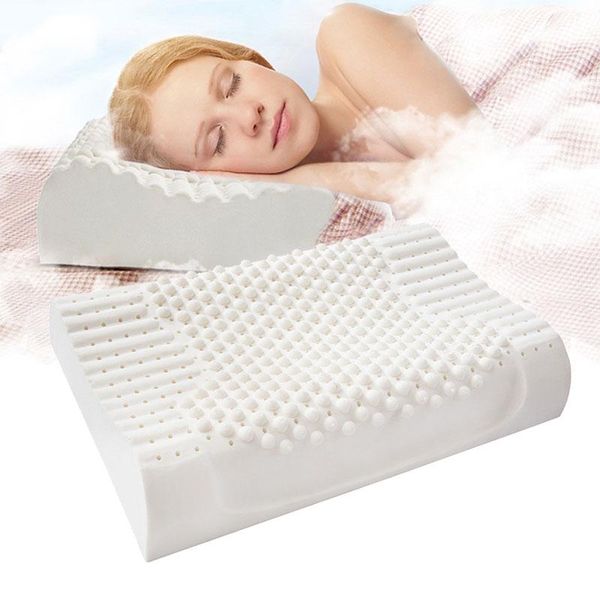 pillow pure natural latex orthopedic thailand remedial neck sleep pillows 60x40cm protect vertebrae health care cervical